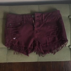Maroon American Eagle cut off shorts